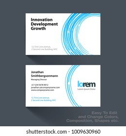 Vector business card template with with grunge colourful stroke