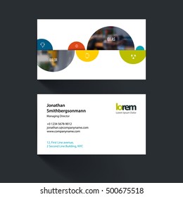 Vector business card template with half spheres and rounds for business with industrial and science concept. Simple and clean design. Creative corporate identity layout.