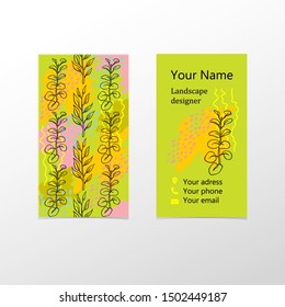 Vector business card template for landscape designer.