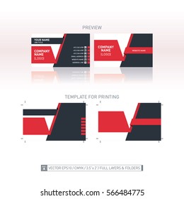 Vector business card template. One-to-one dimensions for printing. Isolated modern vector background. Full layers and folders.