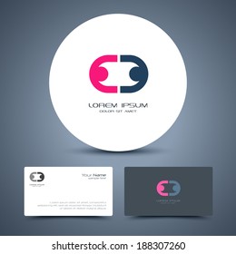 Vector business card template with people icon logo.