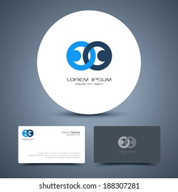 Vector Business Card Template With People Icon Logo.