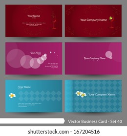 Vector business card template set: Restaurant, wine, flower & clean theme business card template (Part 40)