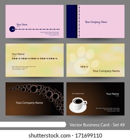 Vector business card template set: animal and coffee theme business card template (Part 49)