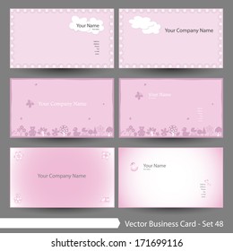Vector business card template set: Pink, baby theme business card template (Part 48)