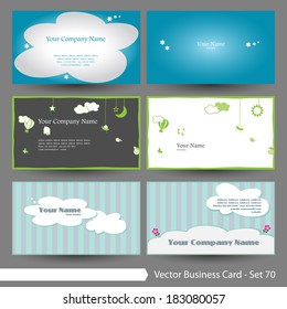 Vector business card template set: Real Clouds, cute, weather and fairytale graphic design elements for cards & background (Part 70)