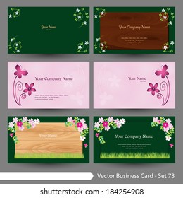 Vector business card template set: Flowers, spring, spa and clean graphic design elements for cards & background (Part 73)