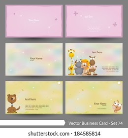 Vector business card template set: Animals, friendship and pastel graphic design elements for cards & background (Part 74)