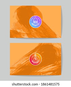 Vector business card template set with brush stroke backgrounds.