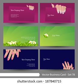 Vector business card template set: Beauty, manicure, flower and clean graphic design elements for cards & background (Part 78)