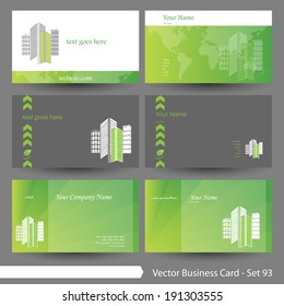 Vector Business Card Template Set: Real Estate, Hotel, Building, Environment And Clean Graphic Design Elements For Cards & Background (Part 93)
