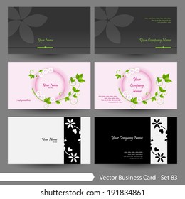 Vector business card template set: Flower, leaf and beauty theme blank sign graphic design element for cards & background 