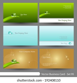 Vector business card template set: Clean, spa, floral and water graphic design elements for cards & background (Part 95)