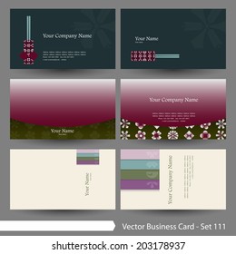 Vector business card template set: Japanese, oriental and Kimono pattern graphic design elements for cards & background (Part 111)