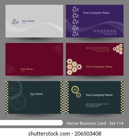 Vector business card template set: Japanese, oriental and Kimono pattern graphic design elements for cards & background 