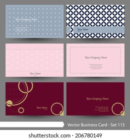 Vector business card template set: Japanese, oriental and Kimono pattern graphic design elements for cards & background (Part 115)