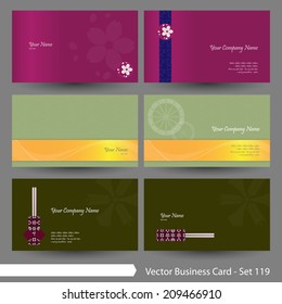 Vector business card template set: Japanese, oriental and Kimono pattern graphic design elements for cards & background (Part 119)