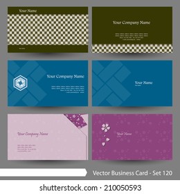 Vector business card template set: Japanese, oriental and Kimono pattern graphic design elements for cards & background (Part 120)