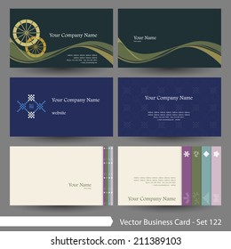 Vector business card template set: Japanese, oriental and Kimono pattern graphic design elements for cards & background (Part 122)