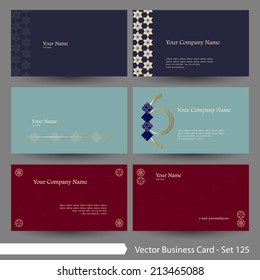 Vector business card template set: Japanese, oriental and Kimono pattern graphic design elements for cards & background (Part 125)