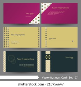 Vector business card template set: Japanese, oriental and Kimono pattern graphic design elements for cards & background (Part 127)