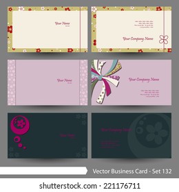 Vector business card template set: Japanese, oriental and Kimono pattern graphic design elements for cards & background (Part 132)