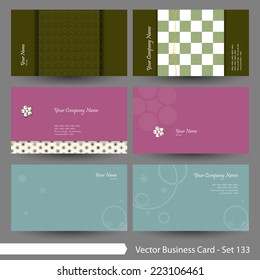Vector business card template set: Japanese, oriental and Kimono pattern graphic design elements for cards & background (Part 133)