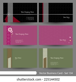 Vector business card template set: Japanese, oriental and Kimono pattern graphic design elements for cards & background (Part 134)