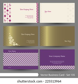 Vector business card template set: Japanese, oriental and Kimono pattern graphic design elements for cards & background (Part 135)