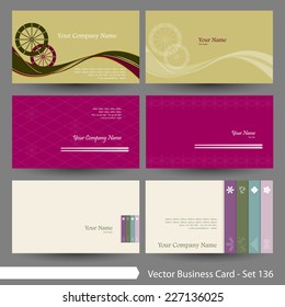 Vector business card template set: Japanese, oriental and Kimono pattern graphic design elements for cards & background (Part 136)