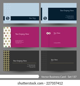 Vector business card template set: Japanese, oriental and Kimono pattern graphic design elements for cards & background (Part 137)