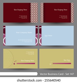 Vector business card template set: Japanese, oriental and flower pattern graphic design elements for cards & background (Part 147)