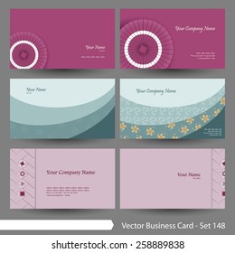Vector business card template set: Japanese, oriental and flower pattern graphic design elements for cards & background (Part 148)