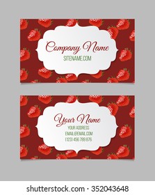 Vector business card template with strawberry.