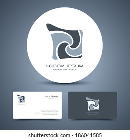 Vector business card template with universal business icon logo.