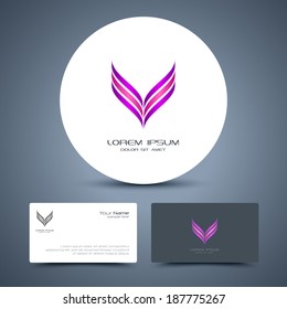 Vector business card template with universal icon logo.