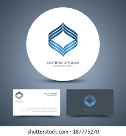 Vector business card template with universal icon logo.