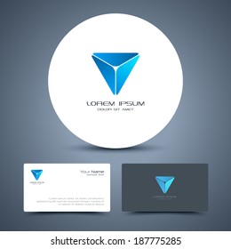 Vector business card template with universal icon logo.