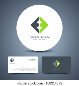 Vector business card template with universal people icon logo.