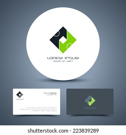 Vector business card template with universal people logo.