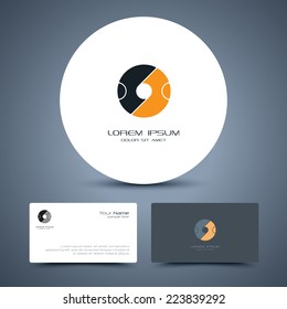 Vector business card template with universal people logo.