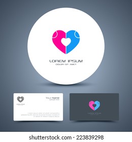 Vector business card template with universal people logo.