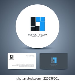 Vector business card template with universal people logo.