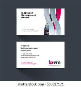 Vector business card template with wave, soft shapes, and lines for IT, business, beauty. Simple and clean design. Creative corporate identity layout.