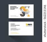 Vector business card template with yellow diagonal positive arrows, triangles for eco, business, tech. Simple and clean design set. Creative corporate identity layout set with effects.