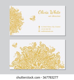 Vector  business card. White background. 