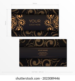 Vector Business Cards in Black with gorgeous vector patterns with mandala patterns. Business card design with monogram ornament.