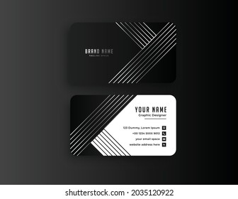 Vector Tarjetas de visita Black and Silver Modern Creativo y Limpio plantilla. diseño simple y mínimo de tarjeta de presentación