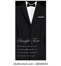 Vector business cards with elegant suit with bowtie, business card template