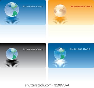 vector business cards in four color variations